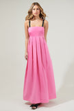 Pink Pleated Monroe Maxi Bow Back Dress