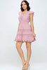 Dusty Pink Crochet Lace Tiered Mini Dress