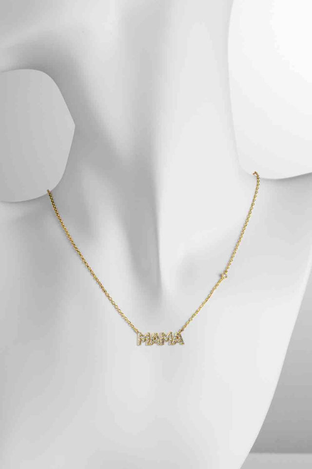 925 Sterling Silver MAMA Necklace  Zircon & Gold-Plated - Cape Cod Fashionista