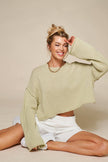 Barbara Mint Loose Fit Crop knit Oversized Sweater