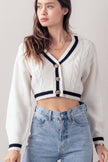 Oh So Preppy Button Down Cropped Cardigan Sweater