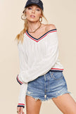 Womens Cropped V-Neck Old School Sweater