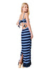 Sea Blue Escape to Saint Tropez Halter Cutout Fringe Maxi Dress