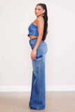 Pearl Perfection: CHEZ Josephine High-Rise Wide Leg Cargo Jeans