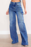 Pearl Perfection: CHEZ Josephine High-Rise Wide Leg Cargo Jeans