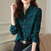 Lapel Button Down Blue and Green Flannel Top