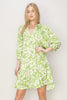 Green With Envy Paisley and Floral Print Button-Front Mini Dress