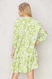 Green With Envy Paisley and Floral Print Button-Front Mini Dress