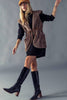 Faux Fur Hooded Vest With Pockets