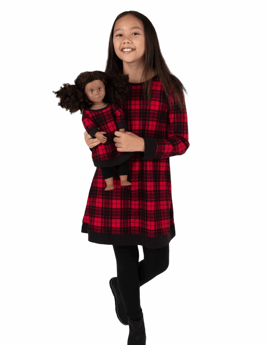 Matching Girl and Doll Plaid Dress fits American Girl and 18 Dolls Cape Cod Fashionista