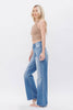 MICA Asymmetric crossover Waist Frayed Heel Jeans