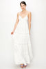 Sweetheart Tiered Floral Lace Trim Maxi Dress