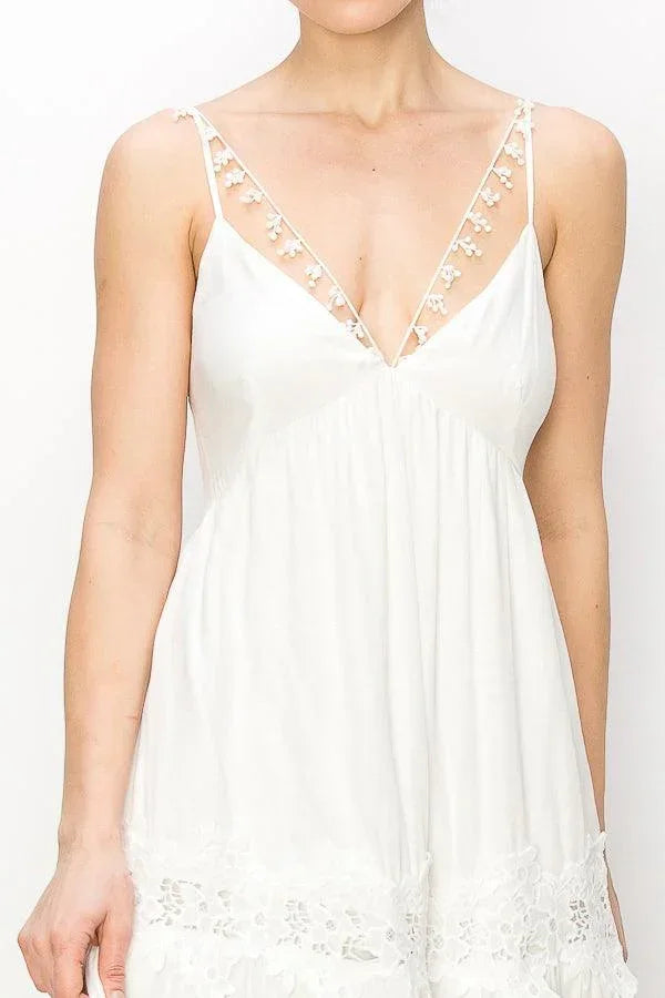 Sweetheart Tiered Floral Lace Trim Maxi Dress - Cape Cod Fashionista