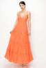 Sweetheart Tiered Floral Lace Trim Maxi Dress