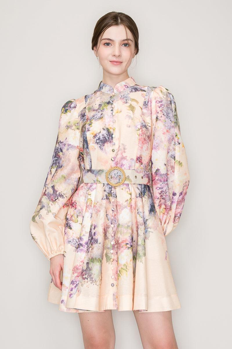 Bridgerton Tea Time Floral Peach Mini Dress - Cape Cod Fashionista