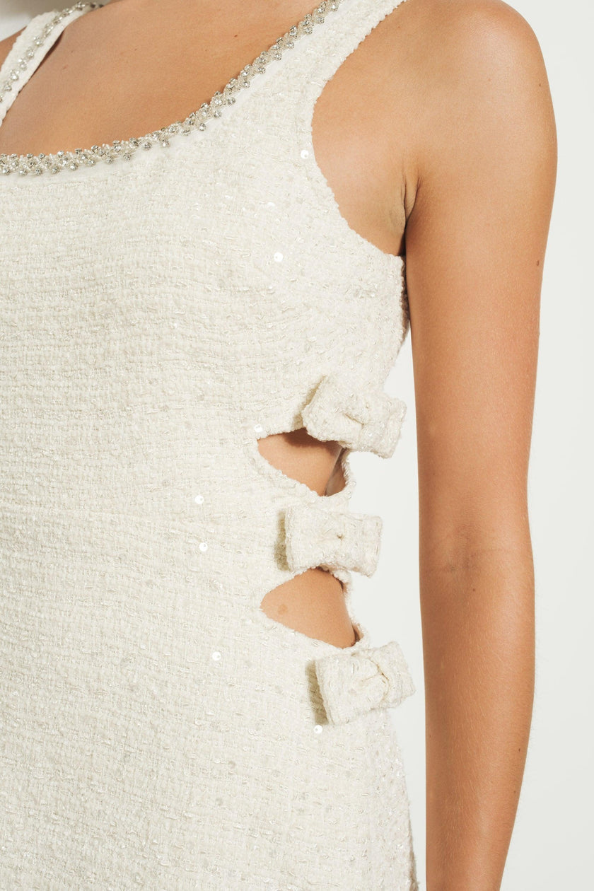 Ina Sequin Cutout Embellished Boucle Mini Dress - Cape Cod Fashionista