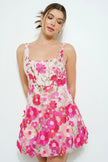 Ina Sleeveless 3D Floral Embroidered Mini Dress