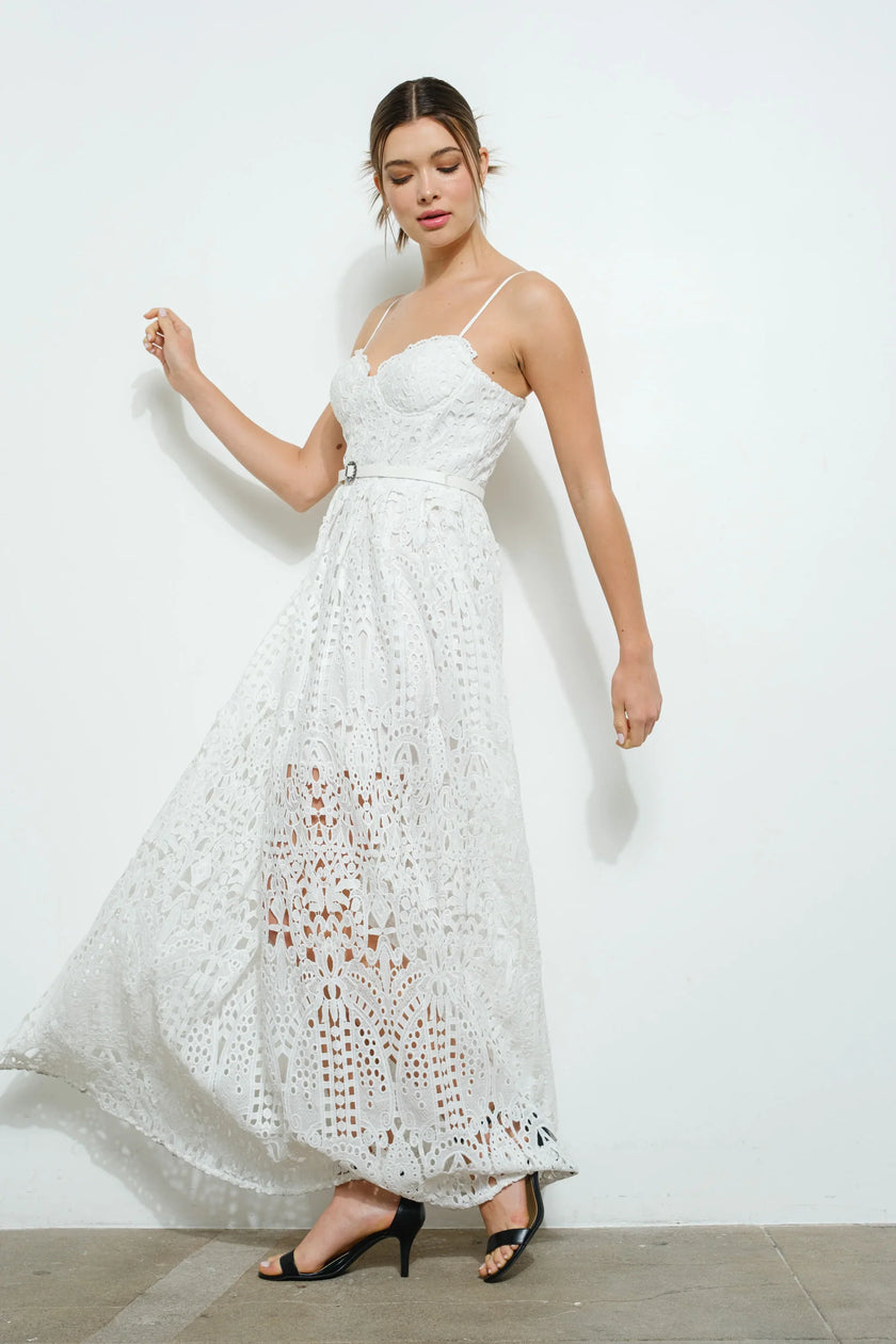 Ina Lace Maxi Spaghetti Strap Dress with Belt