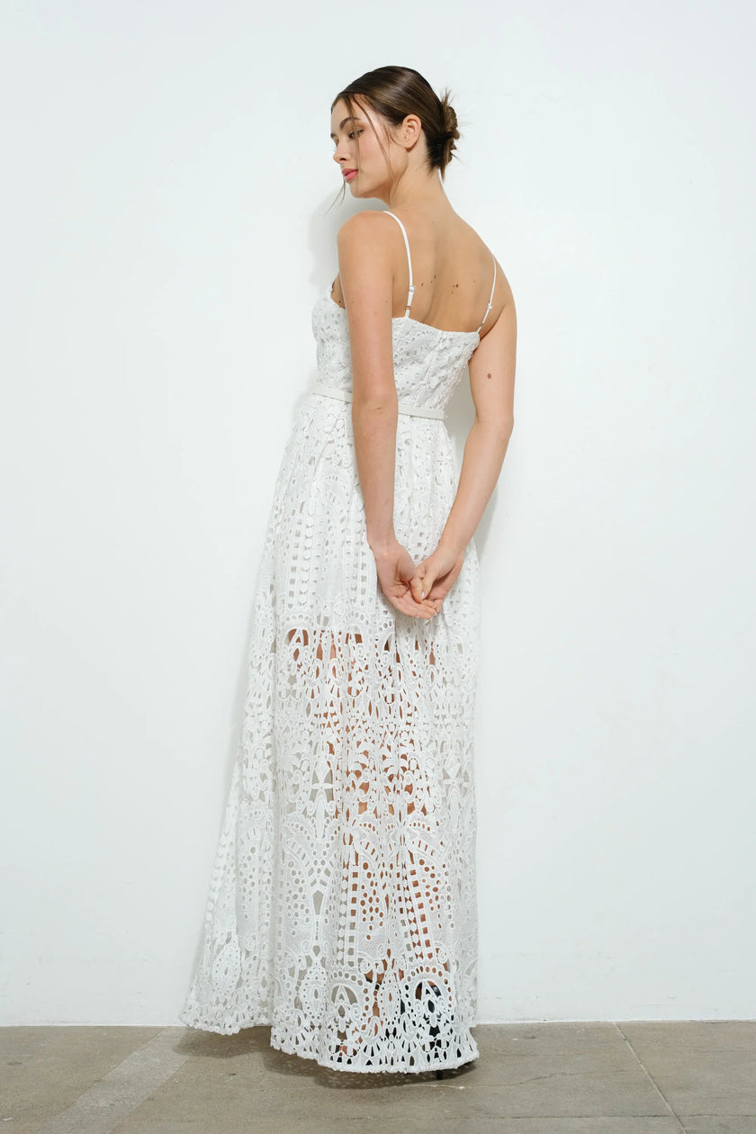 Ina Lace Maxi Spaghetti Strap Dress with Belt