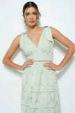 Ina Lace Ribbon Accent Sleeveless Midi Dress
