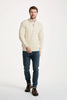 Merino Aran Half Zip Sweater – 100% Merino Wool, Irish Cable Knit