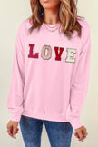 LOVE Patch Round Neck Dropped Shoulder Sweatshirt