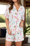 Printed Short Sleeve Top and Shorts Lounge Set - Cape Cod Fashionista