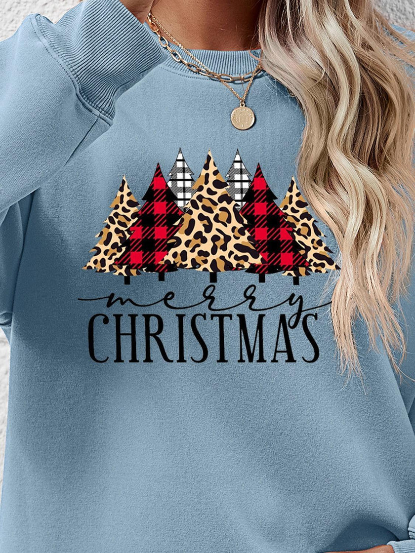 MERRY CHRISTMAS Round Neck Long Sleeve Sweatshirt - Cape Cod Fashionista