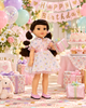 Birthday Party Pink Floral  Dress with Gift Box, 2 Piece Set fits 14 Inch Doll Wellie Wishers