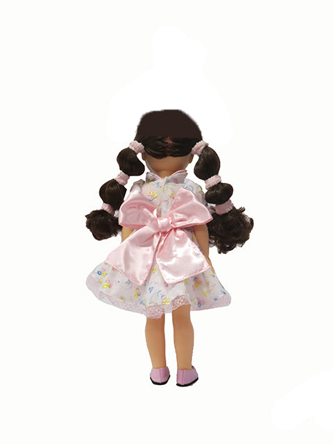 Birthday Party Pink Floral  Dress with Gift Box, 2 Piece Set fits 14 Inch Doll Wellie Wishers