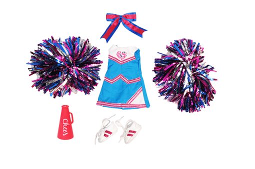 Cheerleader Outfit Uniform Pom Poms Shoes Megaphone Bow Fits 14.5 Inch Doll Wellie Wishers