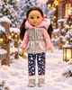 Winter Outfit  Puffer Vest Floral Pants 3 Piece Set fits 14 Inch Doll Wellie Wishers