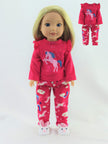 14.5 Inch Doll Pink Unicorn Rainbow Pajamas Set Fits American Girl Wellie Wishers