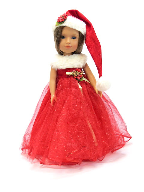 14.5 Inch Doll Christmas Dress Santa Hat Set Fits American Girl WellieWishers