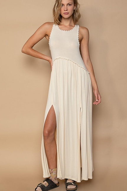 POL Sleeveless Back Zipper Front Slit Maxi Dress - Cape Cod Fashionista