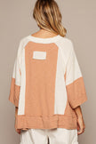 POL Notched Frayed Edge Contrast Top - Cape Cod Fashionista