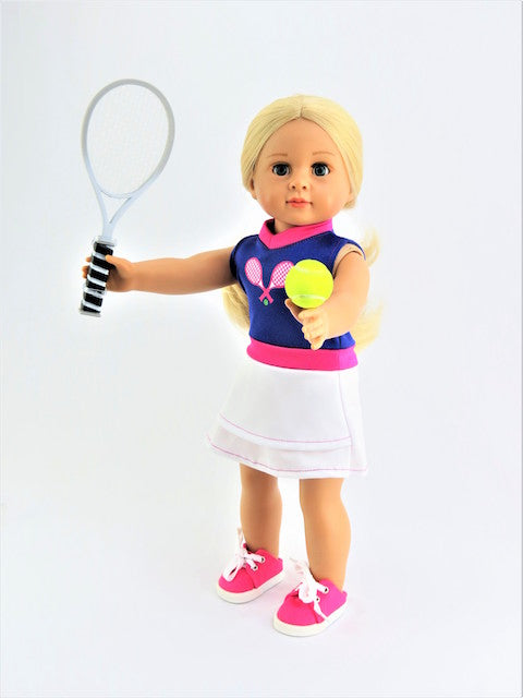 18-Inch Doll Tennis Outfit with Optional Racket, Ball & Tennis Bag | American Girl Compatible