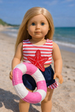 18” Doll Starfish Swimsuit or Pink Float Ring – Fits American Girl Dolls - Cape Cod Fashionista