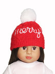 18 Inch Doll Christmas Hat Mittens Red Merry Pom Pom Fits American Girl