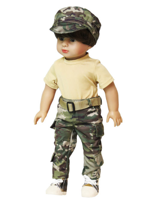 18 Inch Doll Military Army Uniform 6pc Camo Outfit Shoes Fits American Girl