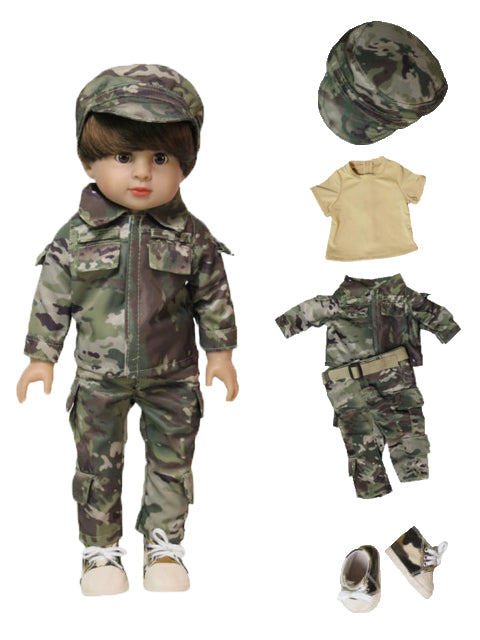 18 Inch Doll Military Army Uniform 6pc Camo Outfit Shoes Fits American Girl