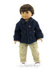 18 Inch Doll Navy Blue Peacoat Winter Jacket Double Breasted Fits American Girl