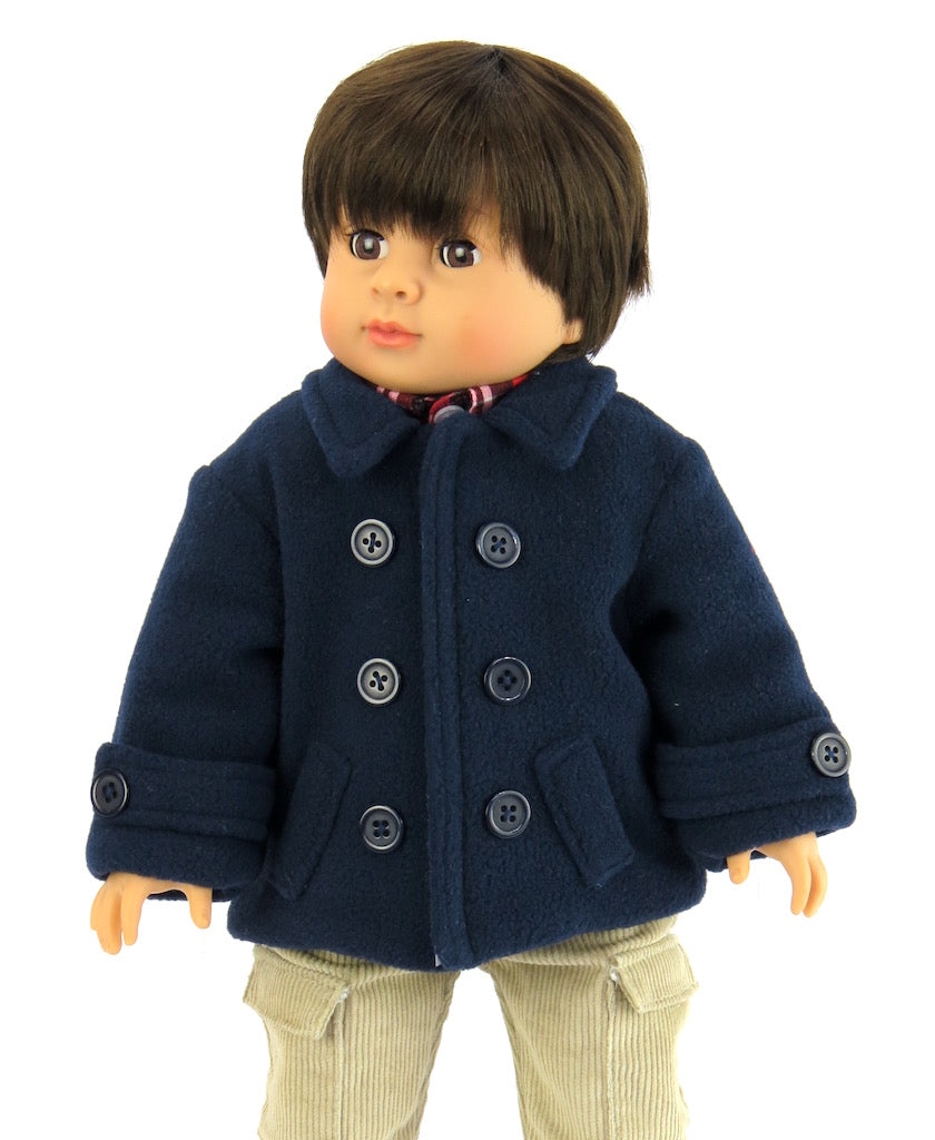 18 Inch Doll Navy Blue Peacoat Winter Jacket Double Breasted Fits American Girl