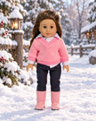 Pink Sweater Outfit Striped Shirt Jeans Boots Fits 18 Inch Doll  American Girl