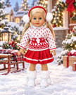 3-Piece Christmas Reindeer Sweater Outfit for  18-Inch American Girl Dolls