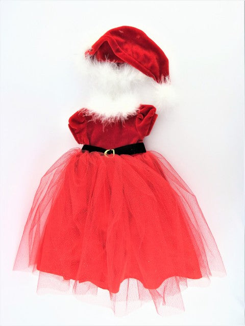 14.5 Inch Doll Christmas Dress Santa Hat Set Fits American Girl WellieWishers