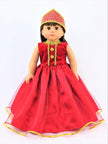 18 Inch Doll Red Gold Russian Inspired Gown 3 Pc Outfit Fits American Girl