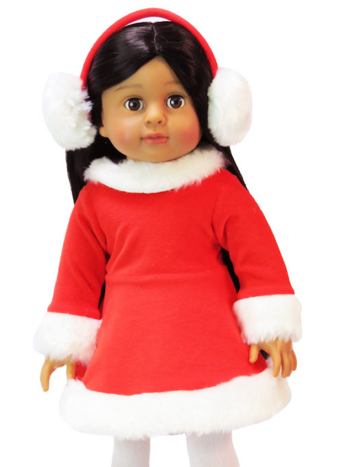 18-Inch Doll Red Christmas Ice Skating Dress & Earmuffs | Holiday Outfit for  18-Inch American Girl Dolls