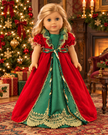 18 Inch Doll Victorian Christmas Dress Red Green Holiday Gown Fits American Girl