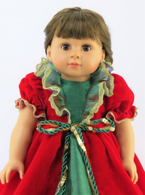 18 Inch Doll Victorian Christmas Dress Red Green Holiday Gown Fits American Girl